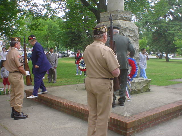Wreathes Placed at the Monument