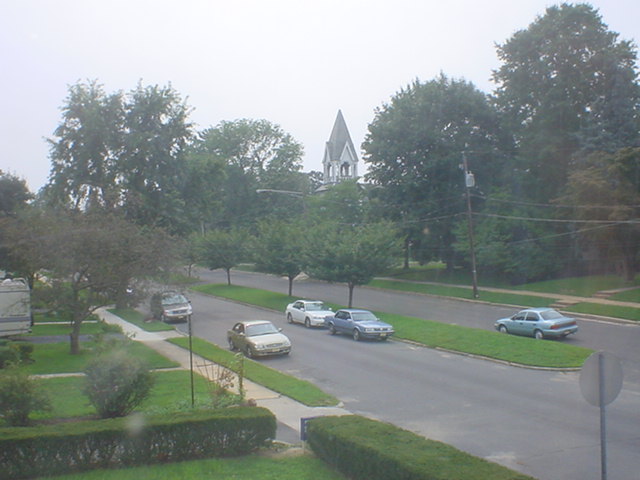 A view of the Presbyterian Church of Jamesburg from the second story.