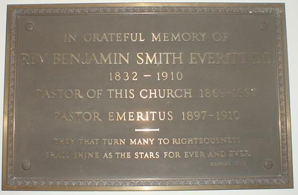 A Plaque Commerating Rev. Benjamin Smith Everitt, D.D.