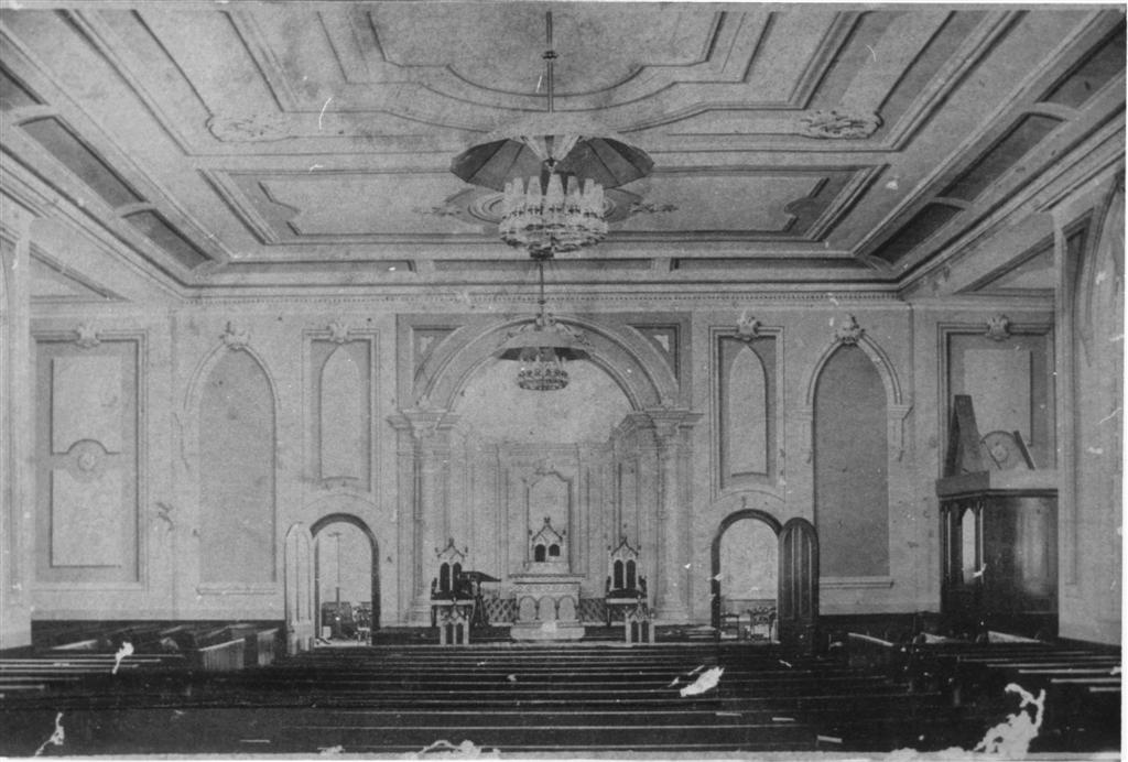 Inside the Presbyterian Church of Jamesburg in 1883.