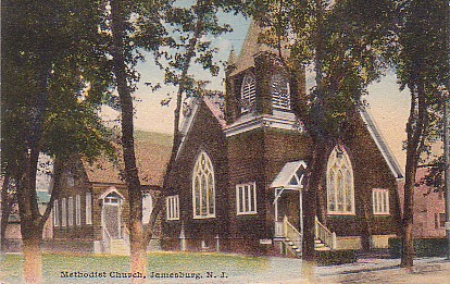 The Jamesburg Methodist Church.  Constructed on Vine Street in 1884.  Rev. C. Roland Smith was the first pastor.  In 1967, the church was destroyed by fire and never rebuilt.  Submitted by Mr. & Mrs. Chris Bowen