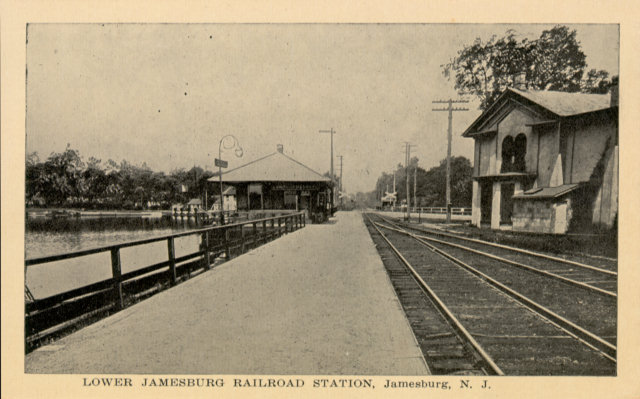 Lower Jamesburg Railroad Station. Note the close proximity of the Jamesburg National Bank to the tracks.