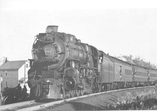 Pennsylvania Railroad #612, K-4 type engine. Leaving Jamesburg on 10/19/57.  Submitted by Ronald Becker.